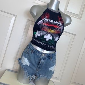 Metallica halter tie open back top t shirt